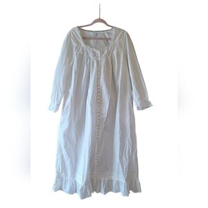 Eileen West Lace Button Front Nightgown, 100% Cotton XL